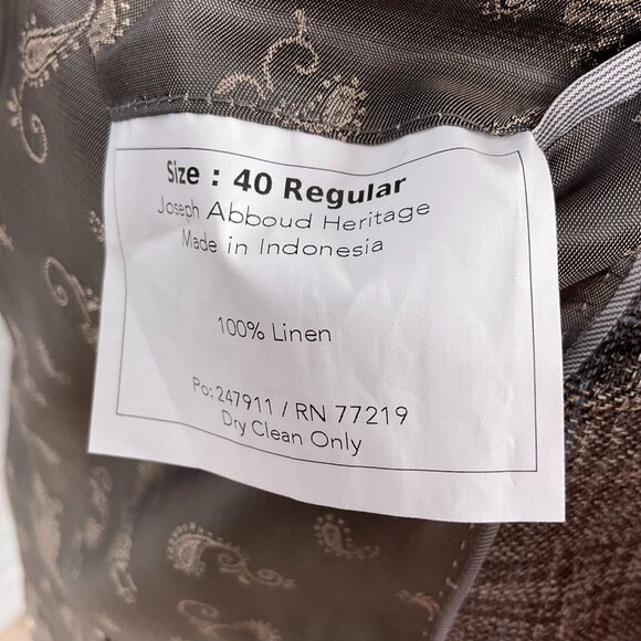 Joseph Abboud Blazer Men 40‎ Brown Blue Plaid Nova Fides Heritage Linen Jacket - Picture 13 of 15